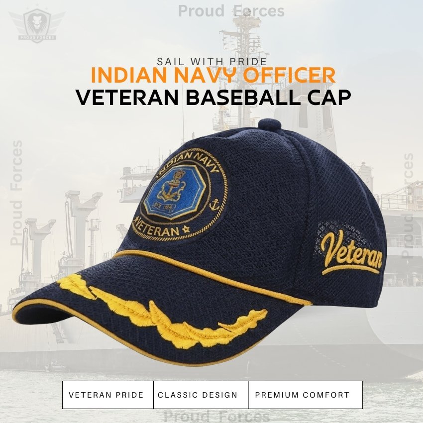 Indian Navy Officer (Blue color) Baseball Cap for Veterans- Premium Quality