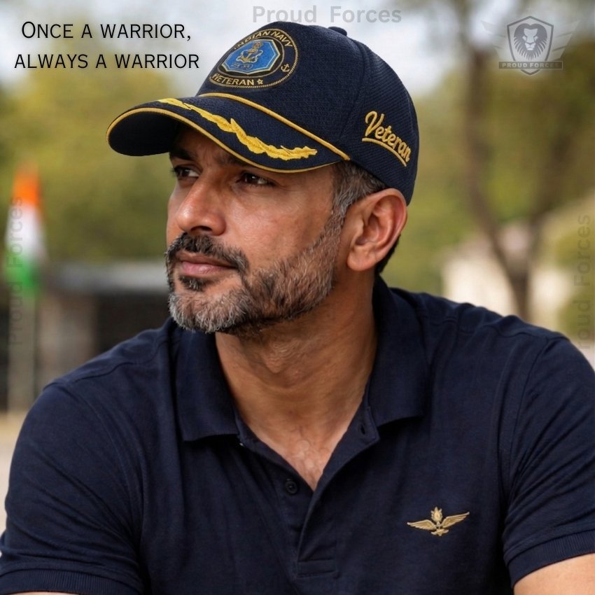 Indian Navy Officer (Blue color) Baseball Cap for Veterans- Premium Quality
