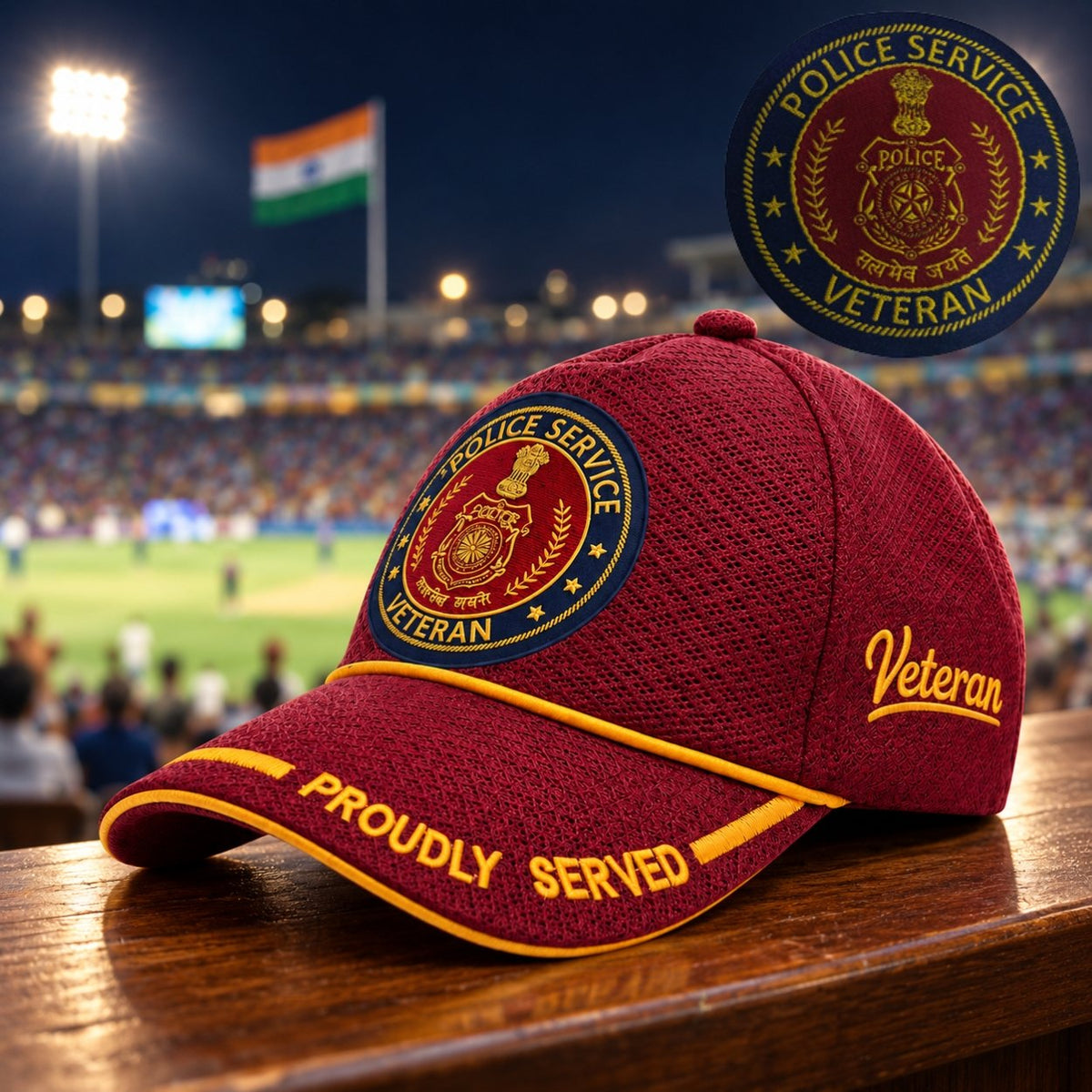 Police Service Proudly Baseball Cap for Veterans(Maroon Color)- Premium Quality