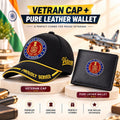 Police Service Veteran Black Cap & Black Leather Wallet Combo – Premium Classic Edition