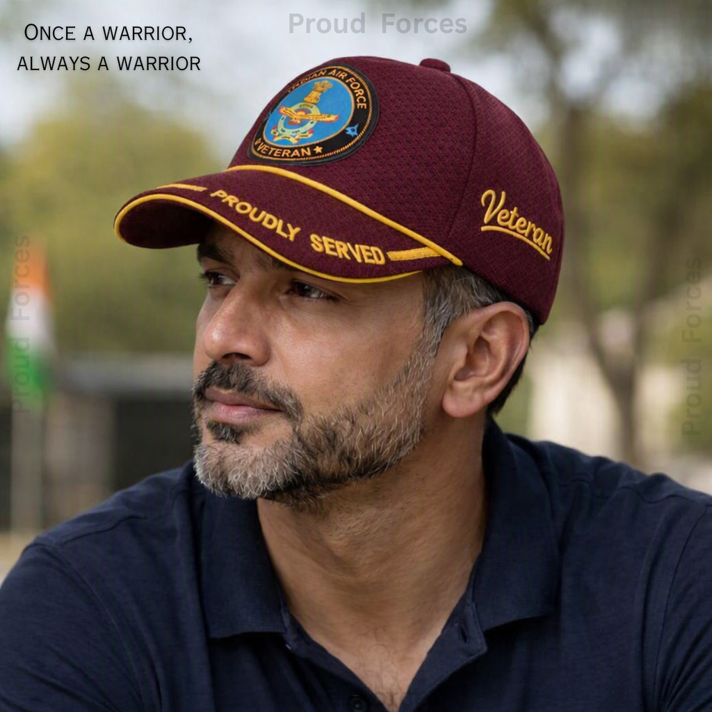 Indian Air Force Proudly Baseball Cap for Veterans(Maroon Color)- Premium Quality