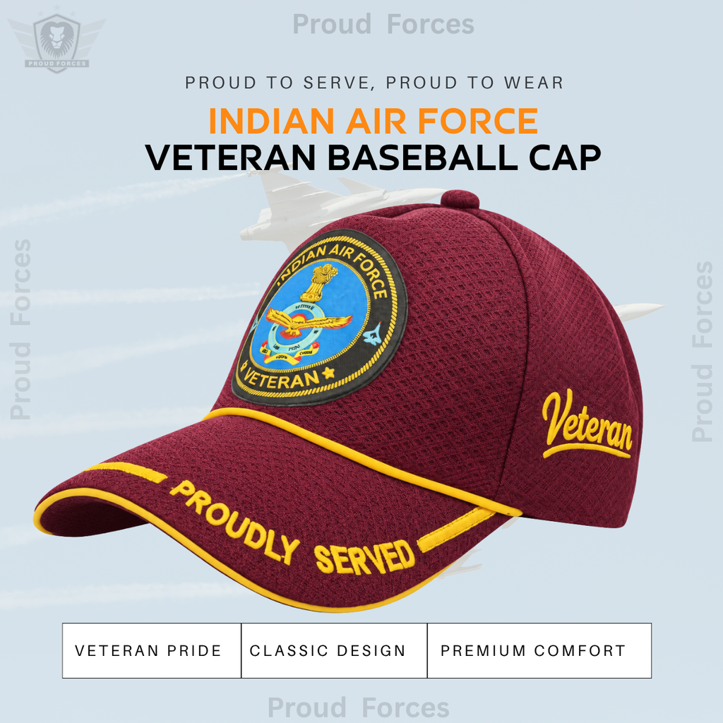 Indian Air Force Proudly Baseball Cap for Veterans(Maroon Color)- Premium Quality