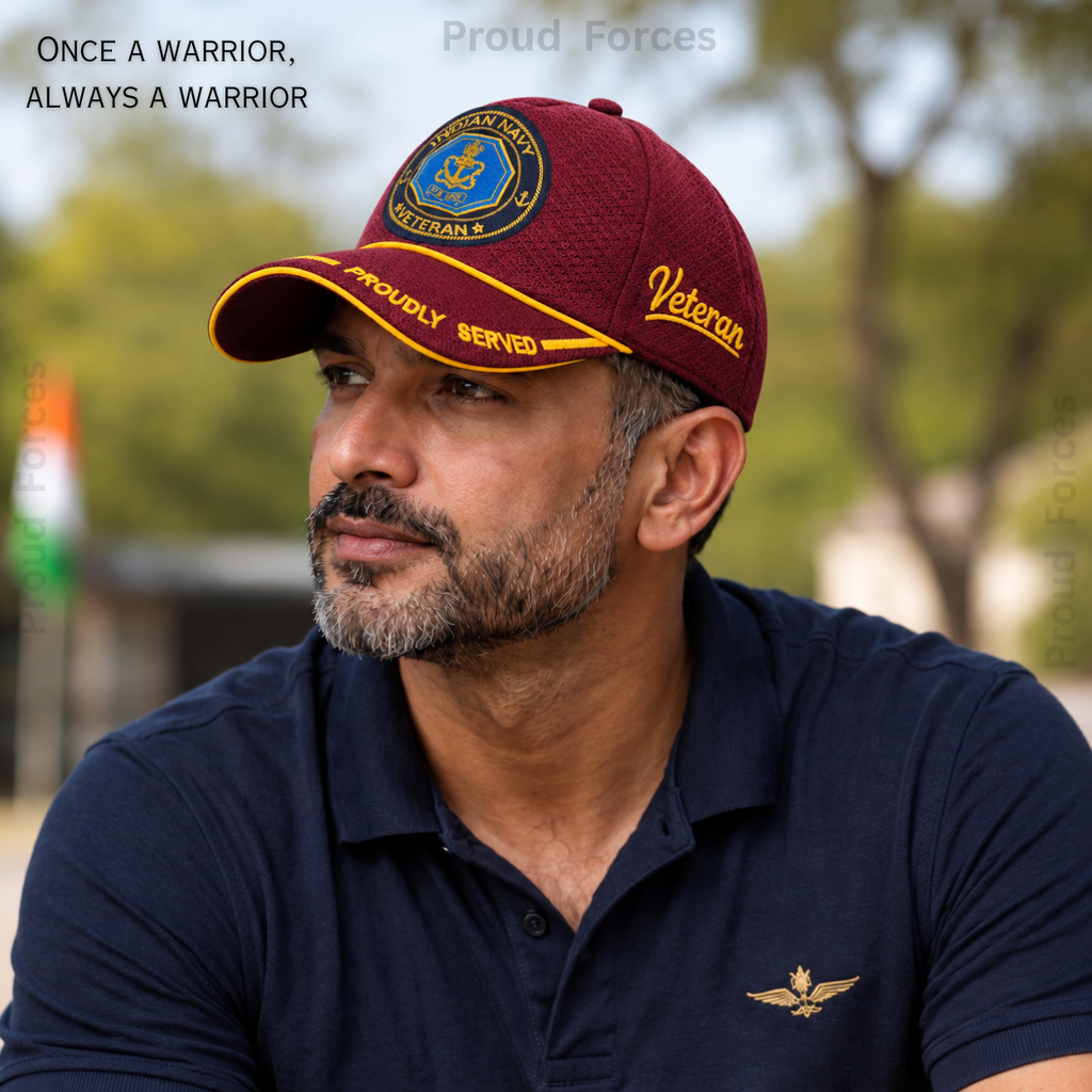 Indian Navy Proudly Baseball Cap for Veterans(Maroon Color)- Premium Quality