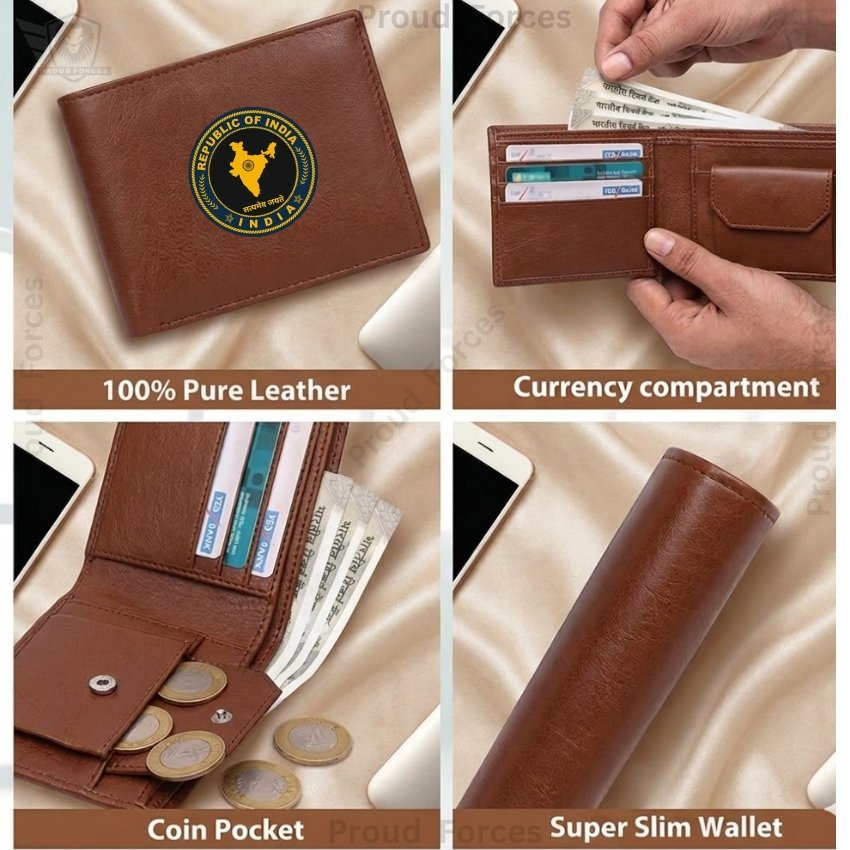 Republic of India Brown Leather Wallet for Men (Premium Classic Edition)
