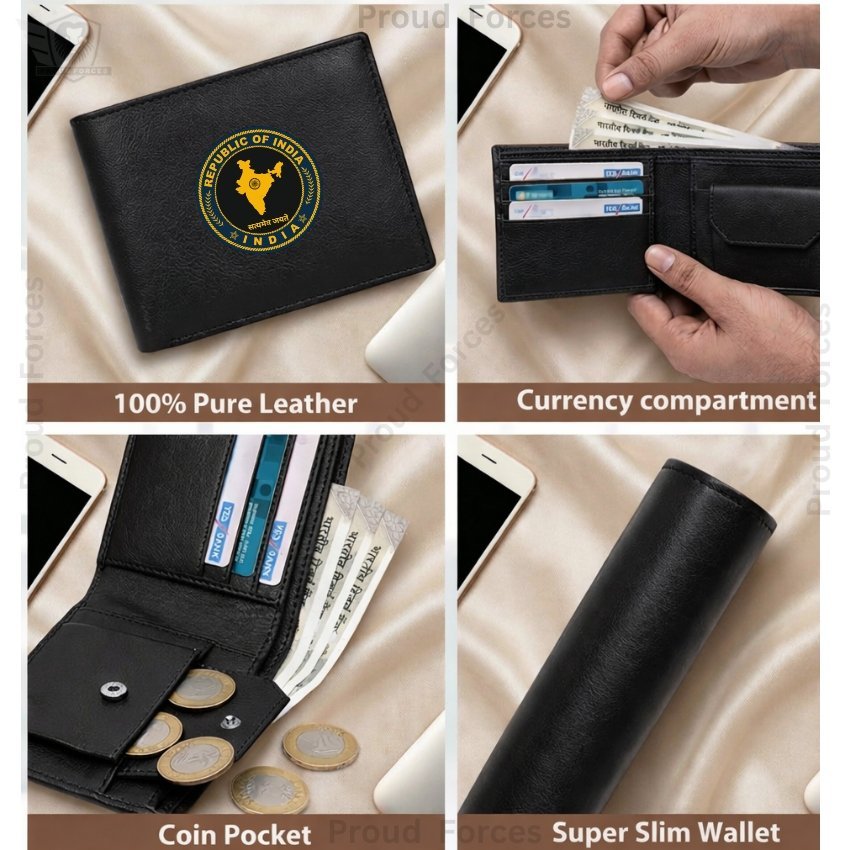 Republic of India Black Leather Wallet for Men (Premium Classic Edition)