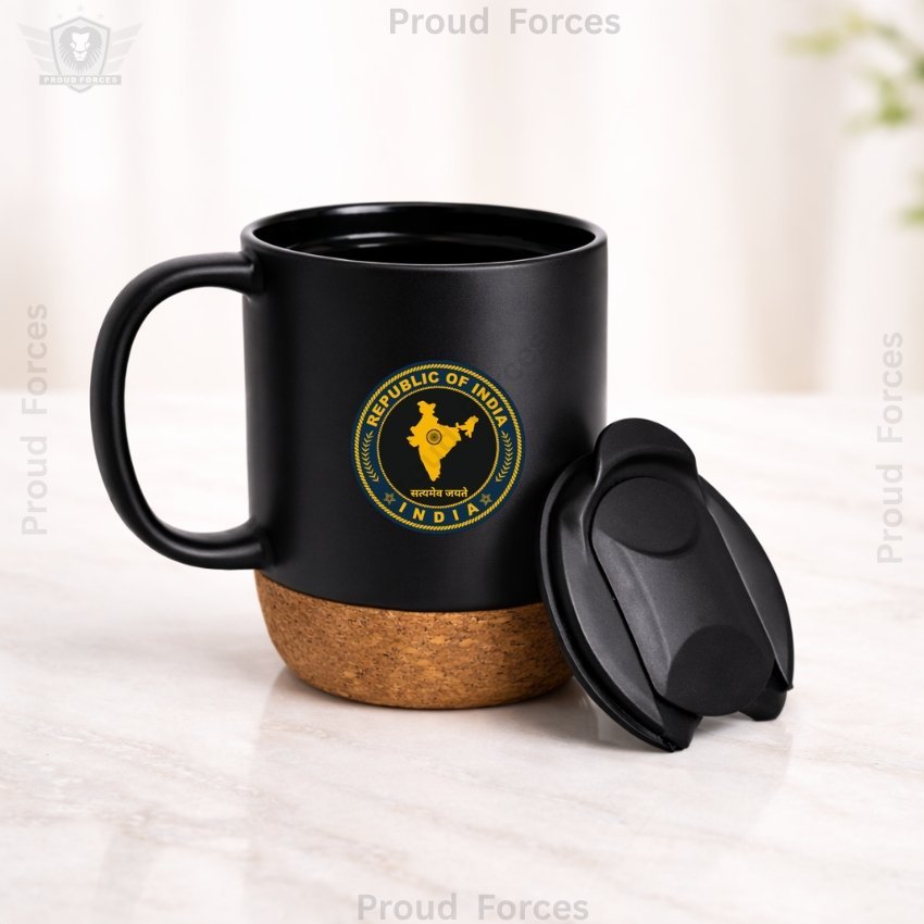 Republic of India Matte Finish Coffee Mug with Cork Base