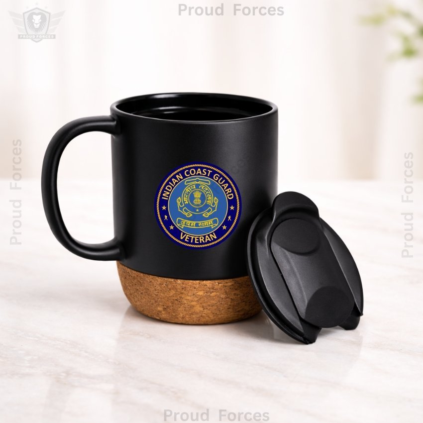 Indian Coast Guard (ICG) Veteran Matte Finish Coffee Mug with Cork Base