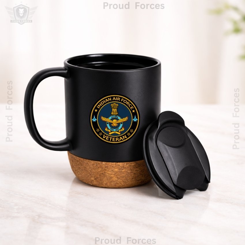 Indian Air Force Veteran Matte Finish Coffee Mug with Cork Base