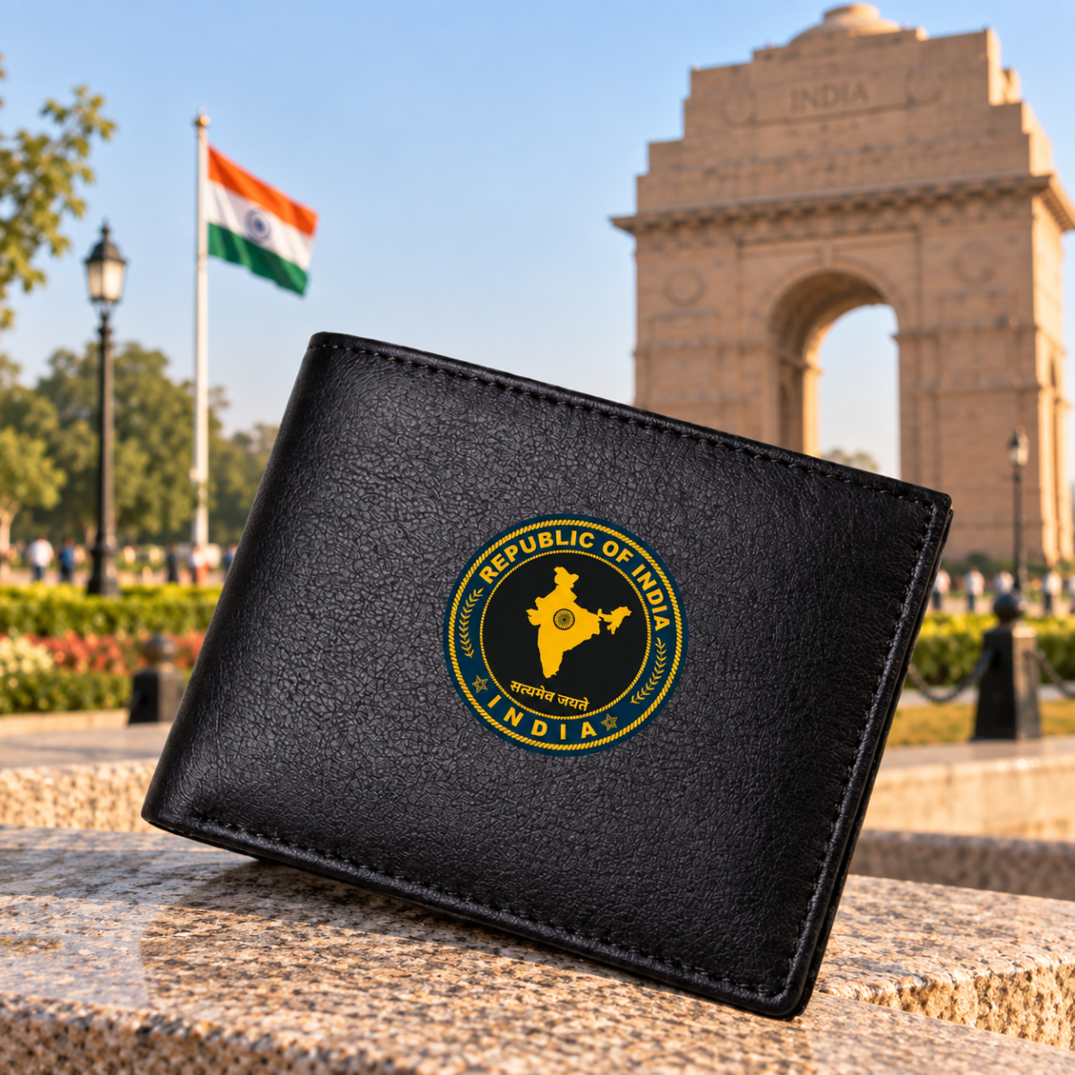 Republic of India Black Leather Wallet for Men (Premium Classic Edition)