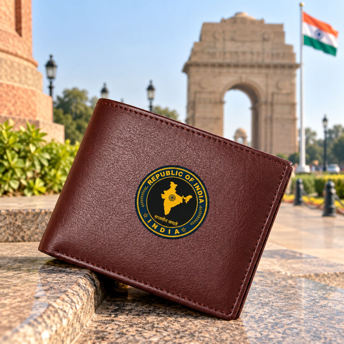Republic of India Brown Leather Wallet for Men (Premium Classic Edition)