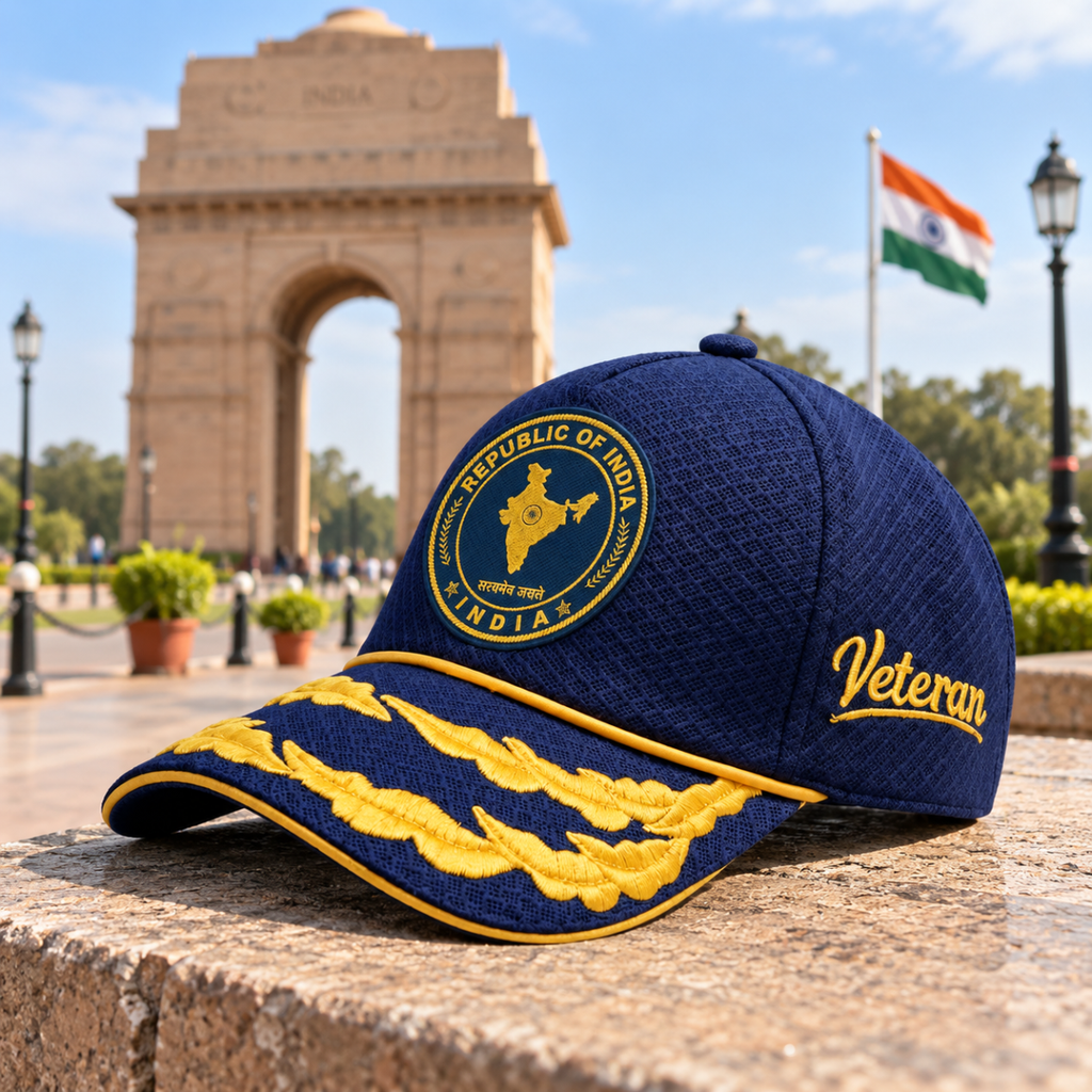 Republic of India Flag Officers’ Veteran Baseball Cap (Blue Color) -Premium Quality