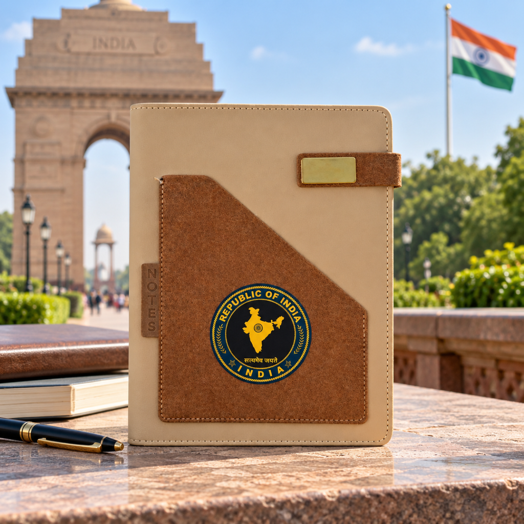 Republic of India Office Notebook with Phone & Pen Holder