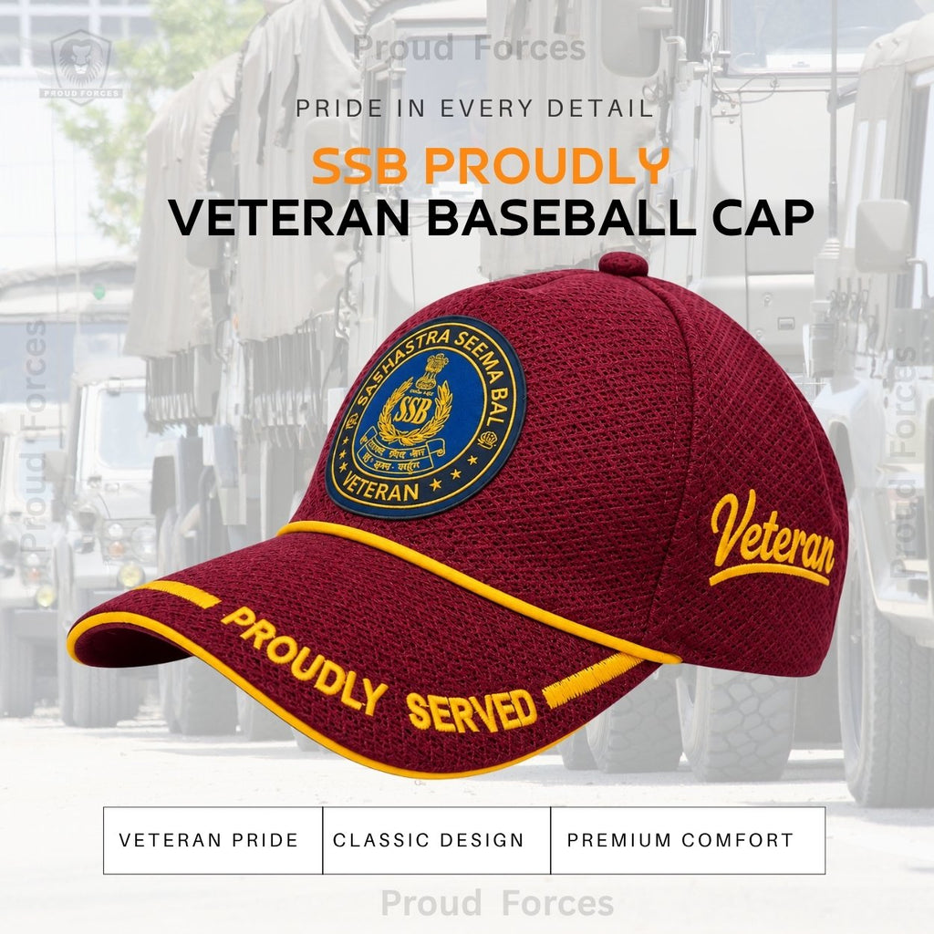 SSB Proudly Baseball Cap for Veterans(Maroon Color)- Premium Quality