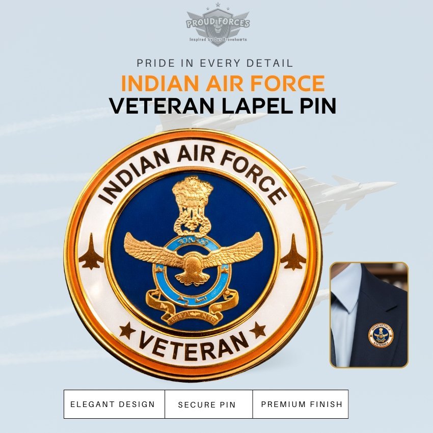 Premium Quality Indian Air Force Veteran Blazer Lapel Pin