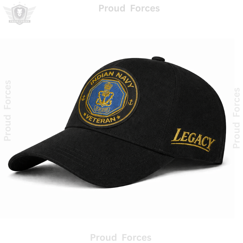 Indian Navy Veteran Pure Cotton Cap, Stickers, Patch & Pin Combo Pack