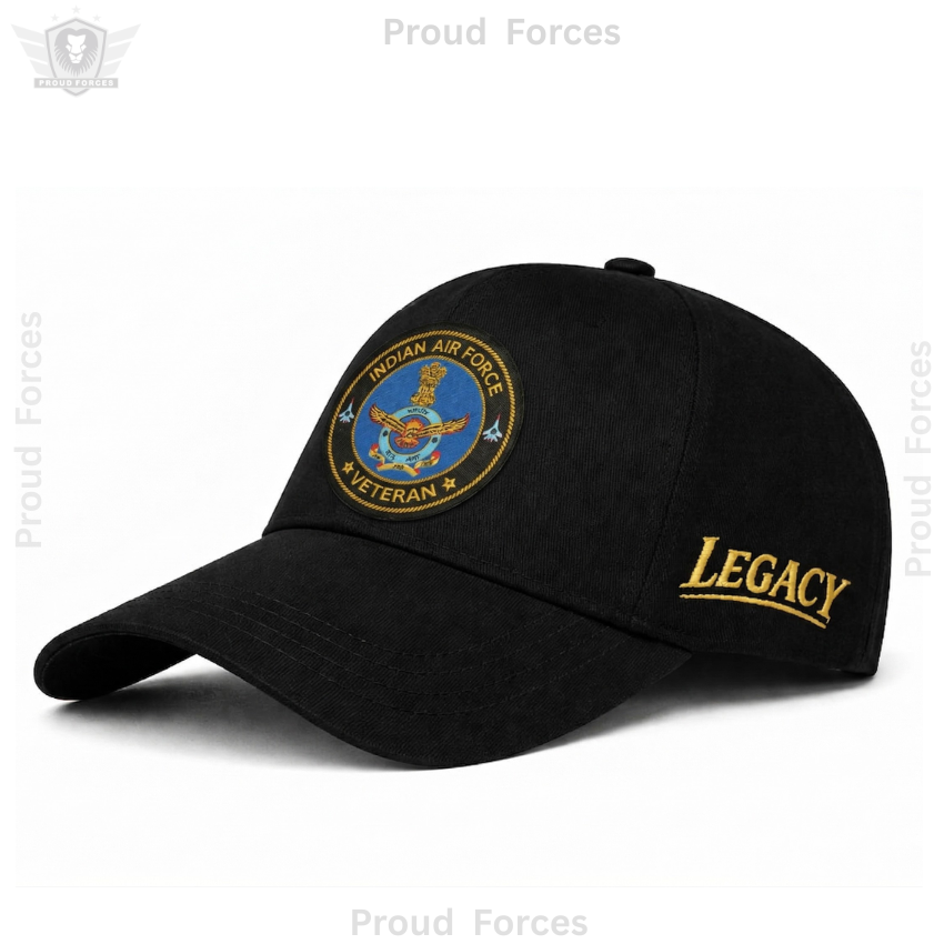 Indian Air Force Veteran Pure Cotton Cap, Stickers, Patch & Pin Combo Pack