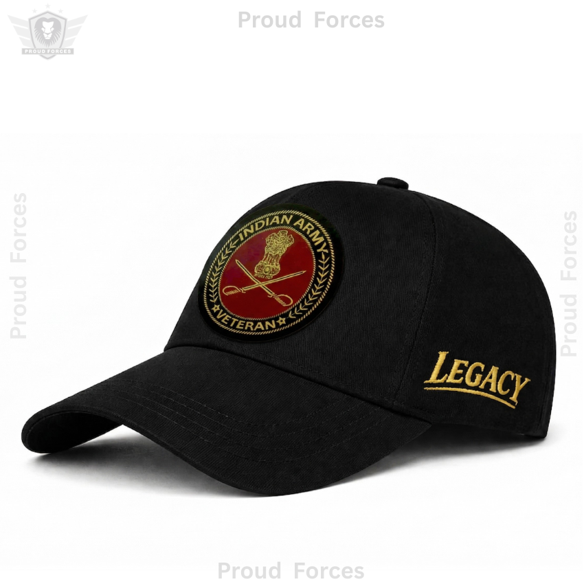 Indian Army Veteran Pure Cotton Cap, Stickers, Patch & Pin Combo Pack