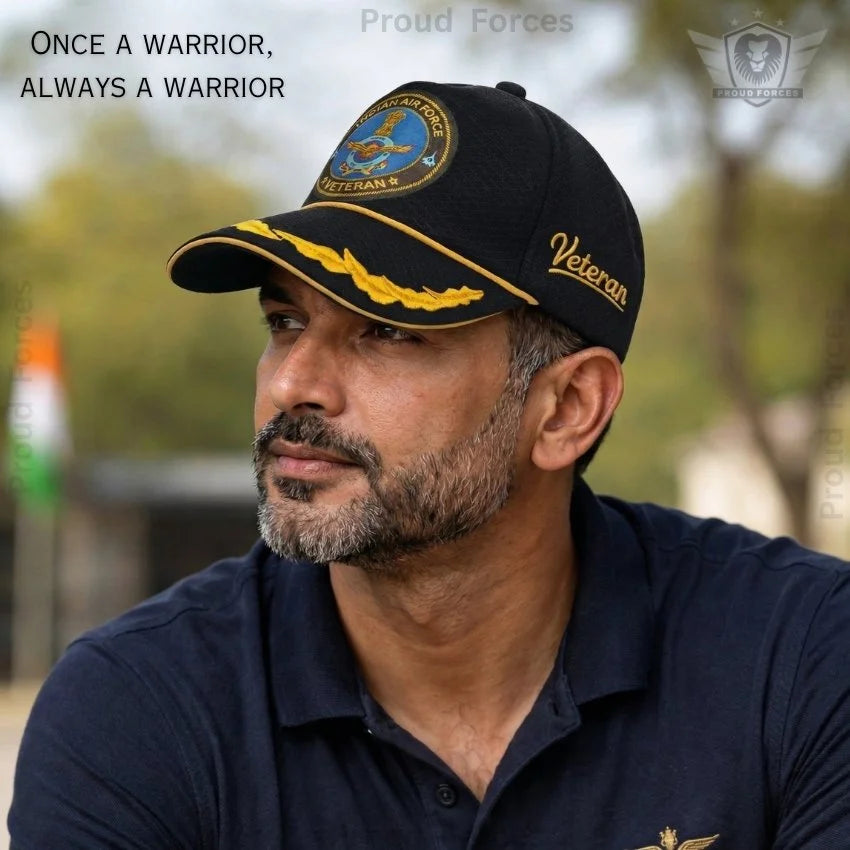 Indian Air Force Veteran 3 Caps Combo Pack – Proudly Served, Officer's & Pure Cotton Caps