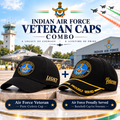 Indian Air Force Veteran Caps Combo Pack of 2 – Proudly Served Baseball Cap & Pure Cotton Cap