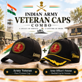 Indian Army Veteran Caps Combo Pack of 2 – Veteran Baseball Cap & Pure Cotton Cap