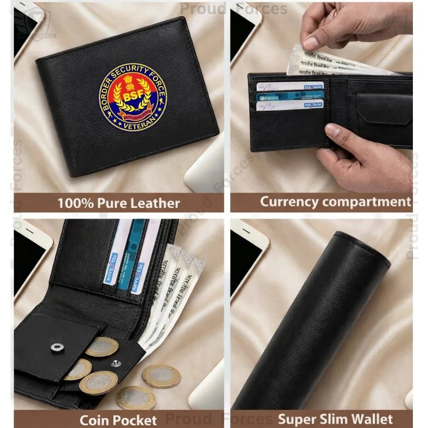 BSF Veteran Black Cap & Black Leather Wallet Combo – Premium Classic Edition
