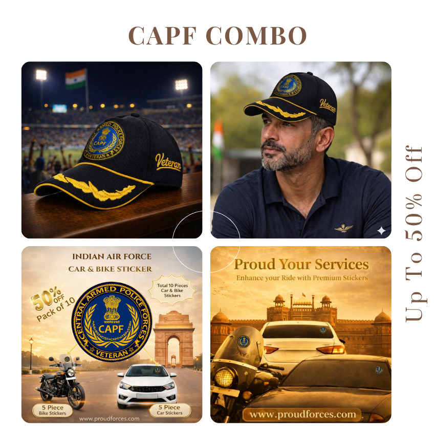 CAPF Officer Veteran Cap & Sticker Combo