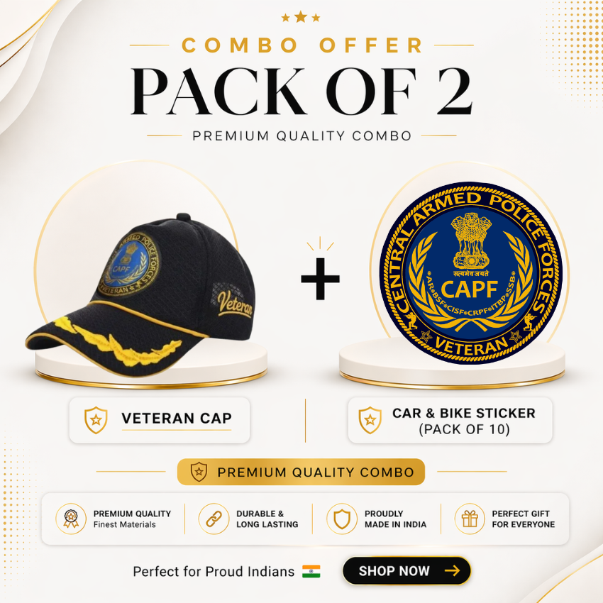 CAPF Officer Veteran Cap & Sticker Combo