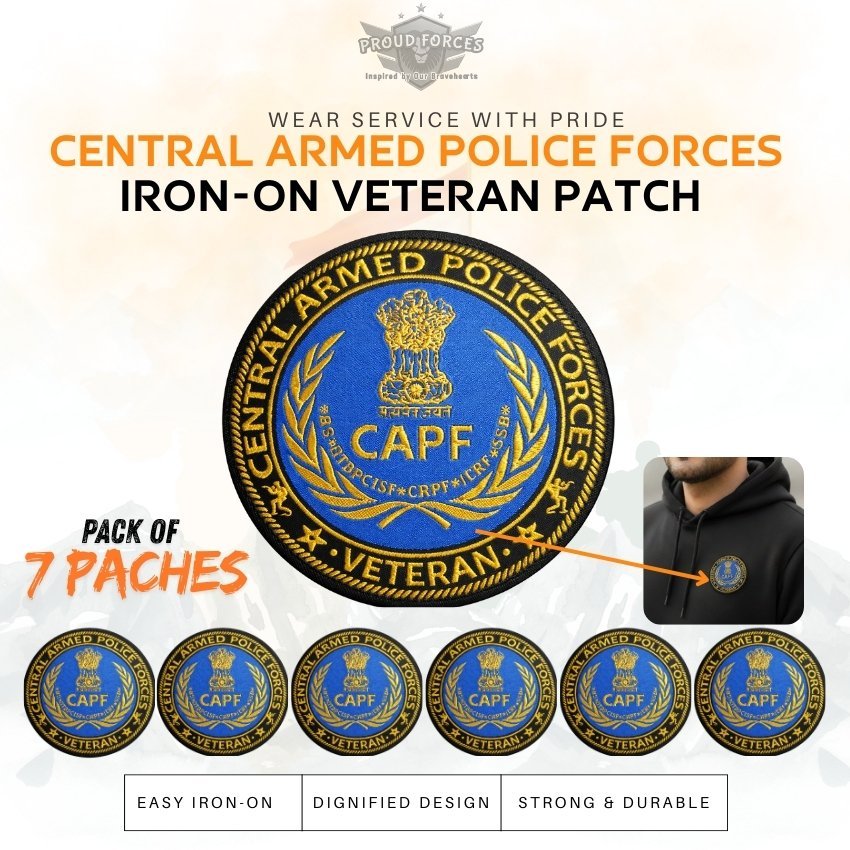 Premium Quality CAPF Veteran Iron-On Woven & Embroidered Patches for Apparel
