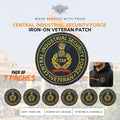 Premium Quality Central Industrial Security Force Veteran Iron-On Woven & Embroidered Patches for Apparel (Pack of 7)
