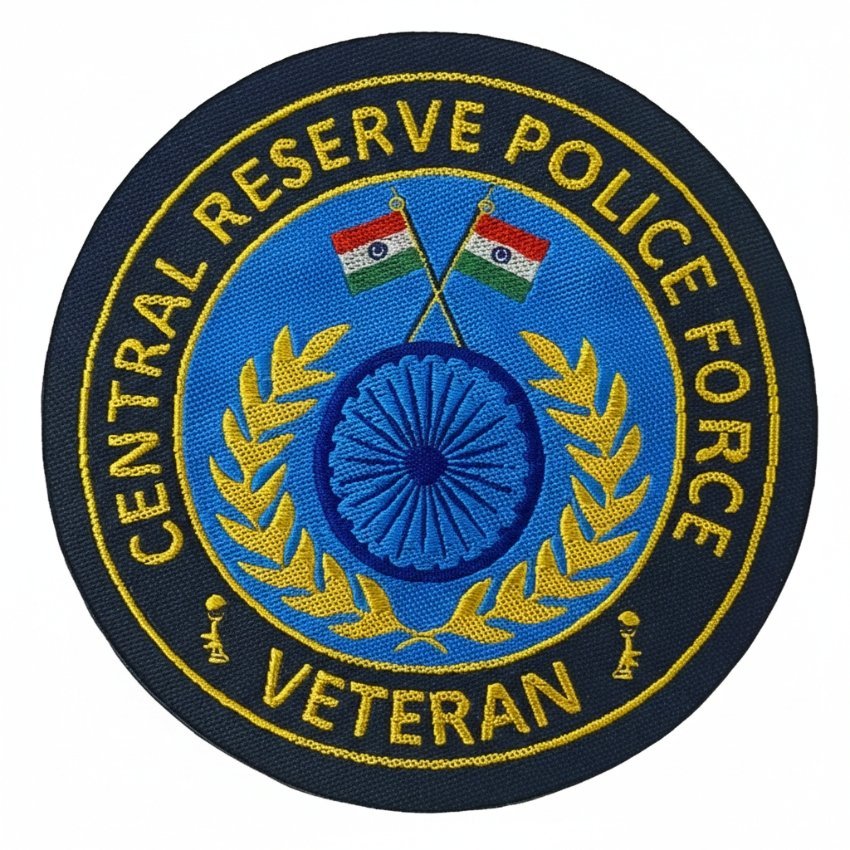 Premium Quality CRPF Veteran Iron-On Woven & Embroidered Patches for Apparel