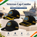 Indian Navy Veteran 3 Caps Combo Pack – Proudly Served, Officer's & Pure Cotton Caps