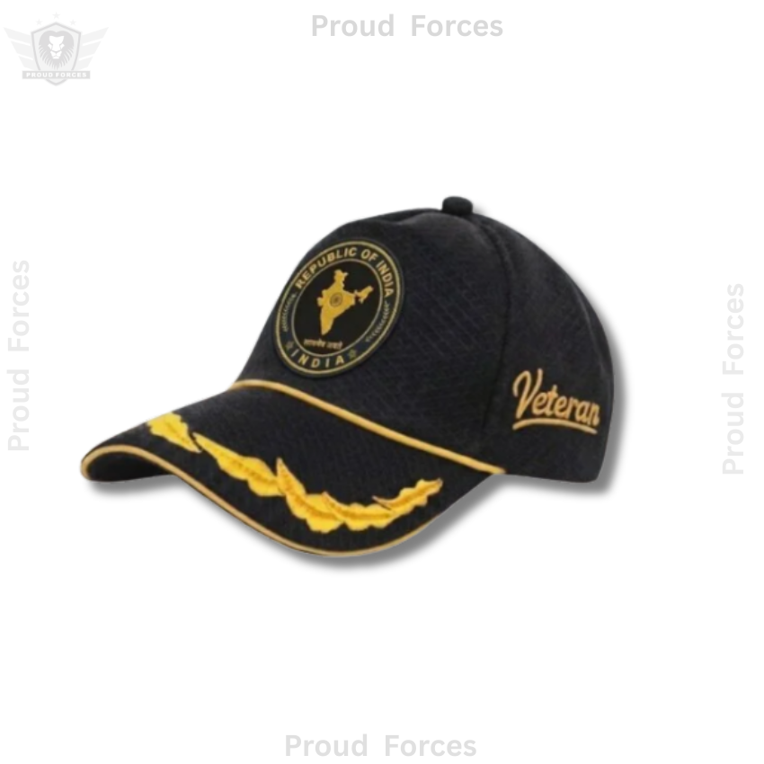 Republic of India Officer Veteran Cap & Sticker Combo
