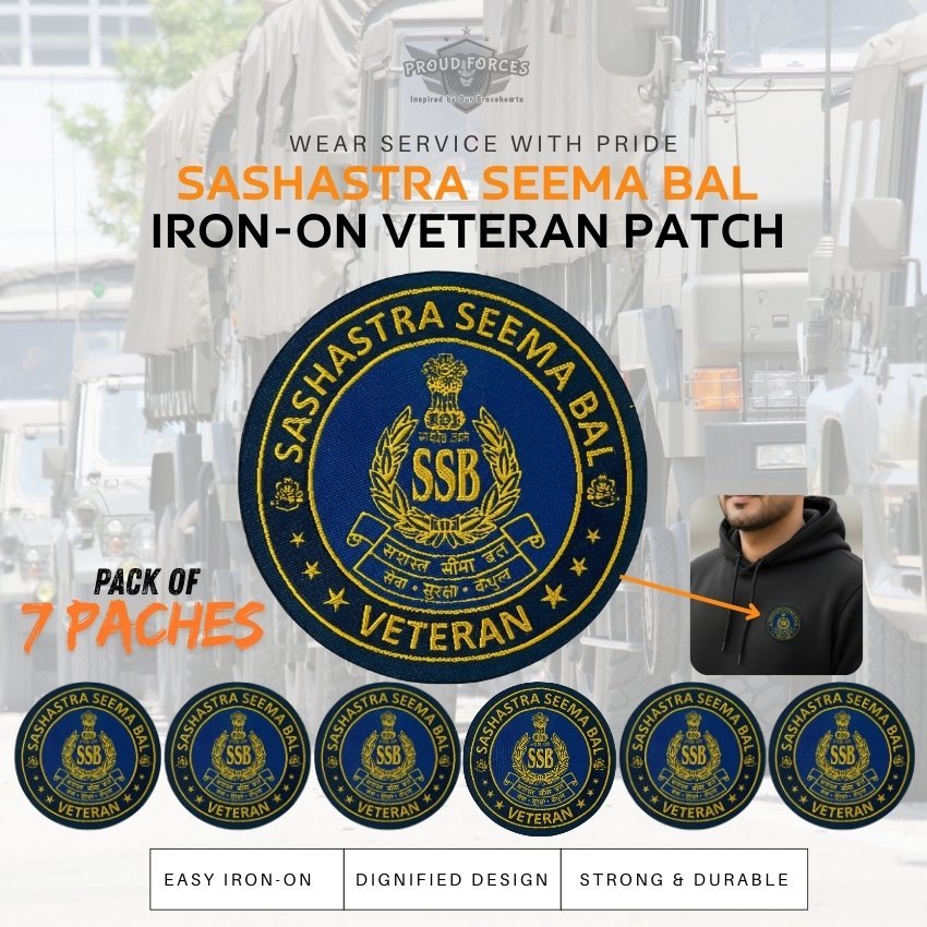 Premium Quality SSB Veteran Iron-On Woven & Embroidered Patches for Apparel (Pack of 7)