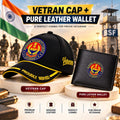 BSF Veteran Black Cap & Black Leather Wallet Combo – Premium Classic Edition