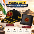 Indian Army Veteran Black Cap & Black Leather Wallet Combo – Premium Classic Edition