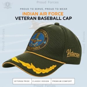 Indian Air Force Officers’ Veteran Baseball Cap (Olive Green Color) - Premium Quality