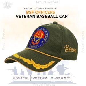 BSF Officers’ Veteran Baseball Cap (Olive Green Color) - Premium Quality