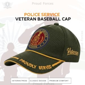 Police Service Proudly (Olive Green Color) Baseball Cap for Veterans - Premium Quality