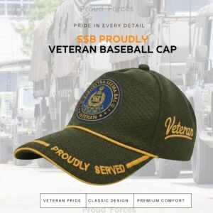 SSB Proudly Veteran Baseball Cap (Olive Green Color)-Premium Quality