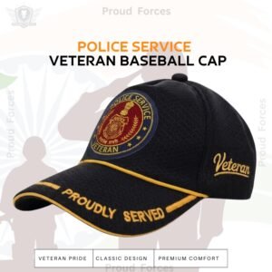 Police Service Proudly (Black Color) Baseball Cap for Veterans -Premium Quality