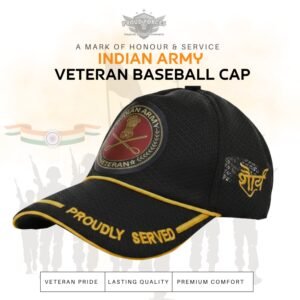 Premium Quality Indian Army Proudly Veteran Baseball Cap (Black Color)