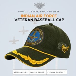 Premium Quality Indian Air Force Officers’ Veteran Baseball Cap (Olive Green Color)