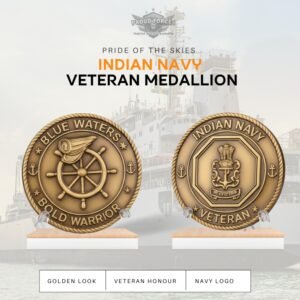 Indian Navy Medallion (2.5 inch,Golden)