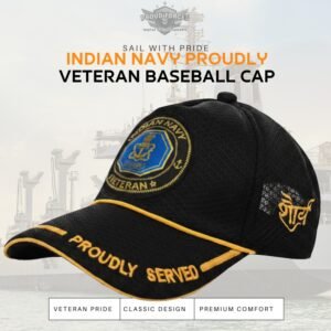 Premium Quality Indian Navy Proudly Baseball Cap for Veterans(Black Color)
