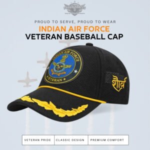 Premium Quality Indian Air Force Officers’ Baseball Cap for Veterans(Black Color)
