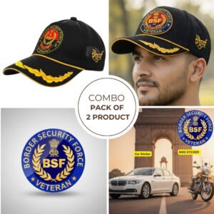 BSF Officer Veteran Cap & Car–Bike Sticker Combo