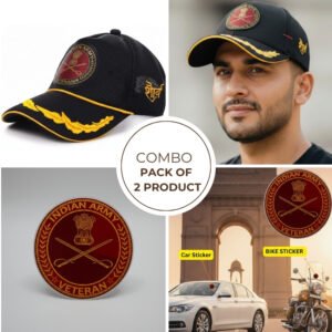 Indian Army Officer Veteran Cap & Sticker Combo