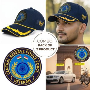 CRPF Officer Veteran Cap & Car–Bike Sticker Combo