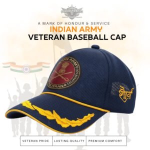 Premium Quality Indian Army Officers'  Veteran Baseball Cap (Blue Color)
