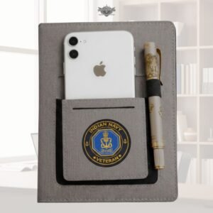 Indian Navy Veteran Office Notebook with Phone & Pen Holder